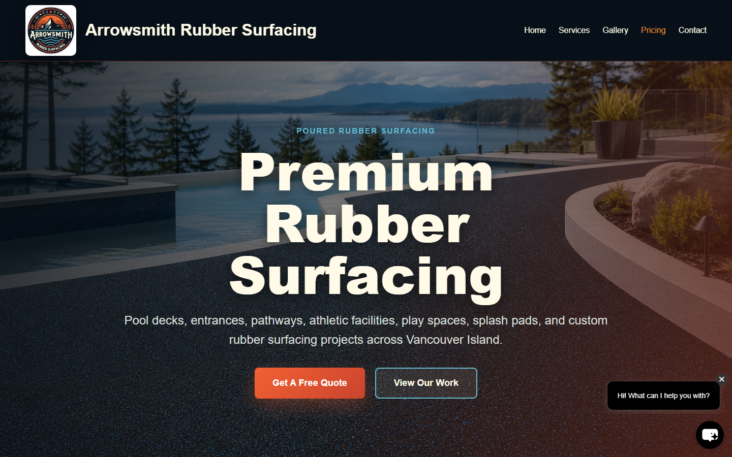 Arrowsmith Rubber Surfacing homepage screenshot