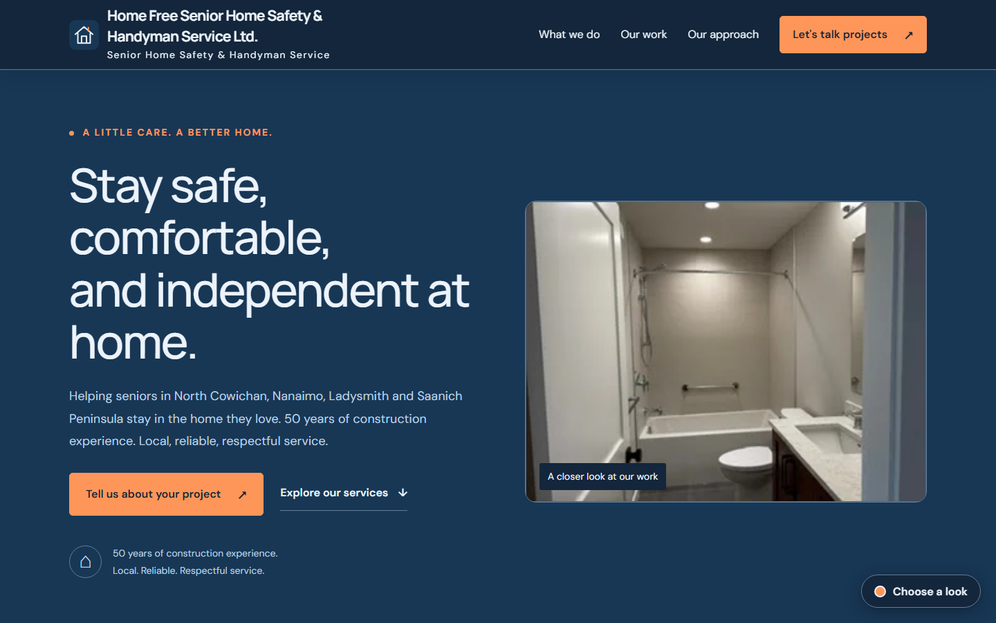 Home Free Senior Home Safety & Handyman Service homepage screenshot